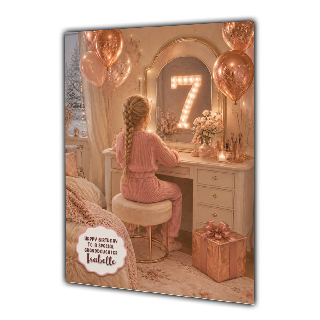 7th Birthday Card Chic Granddaughter Daughter Niece Personalised A5 Size