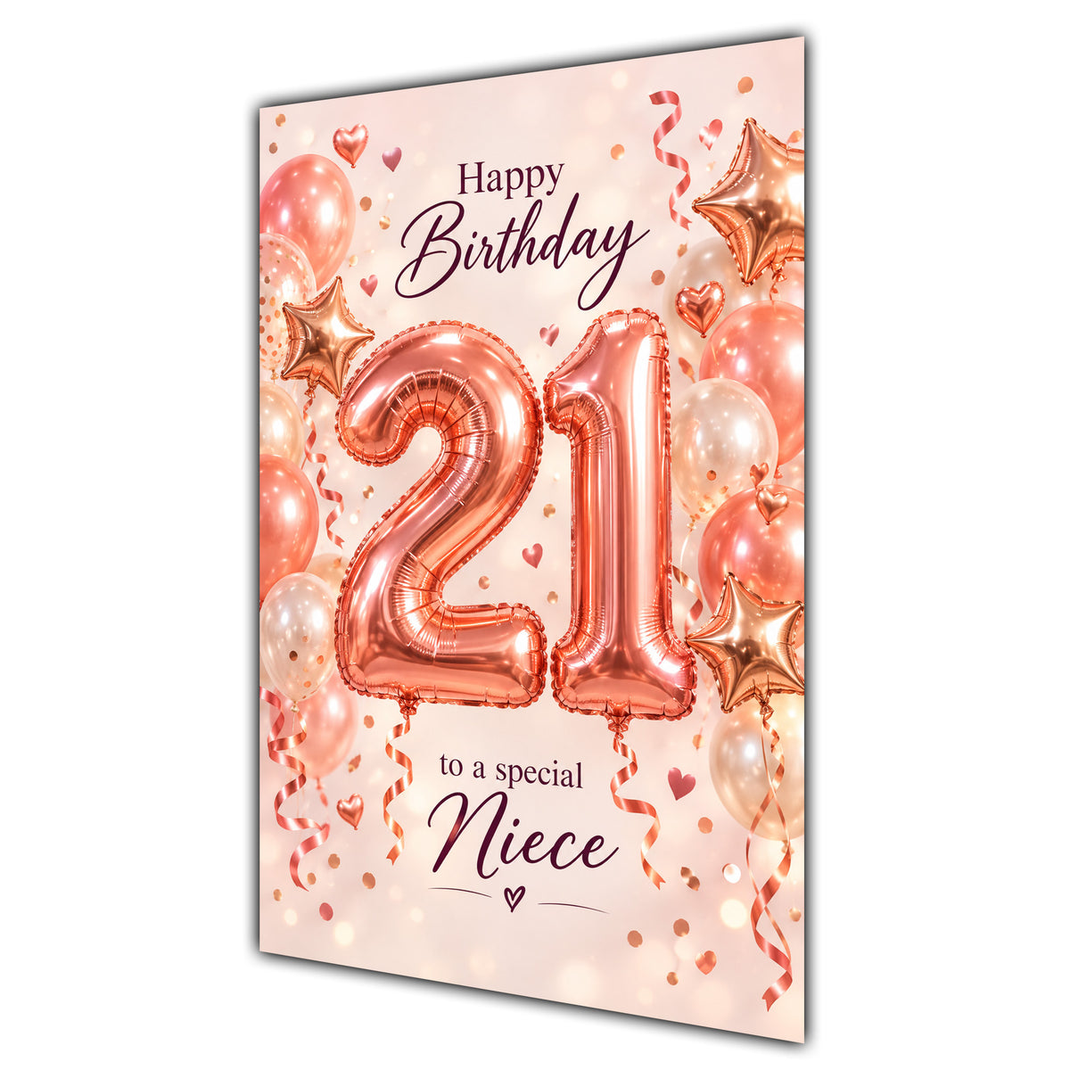 Happy 21st Birthday Niece Foil Number Balloons Card A5
