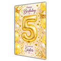 Happy 5th Birthday Sister Foil Number Balloons Card A5