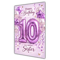 Happy 10th Birthday Sister Foil Number Balloons Card A5