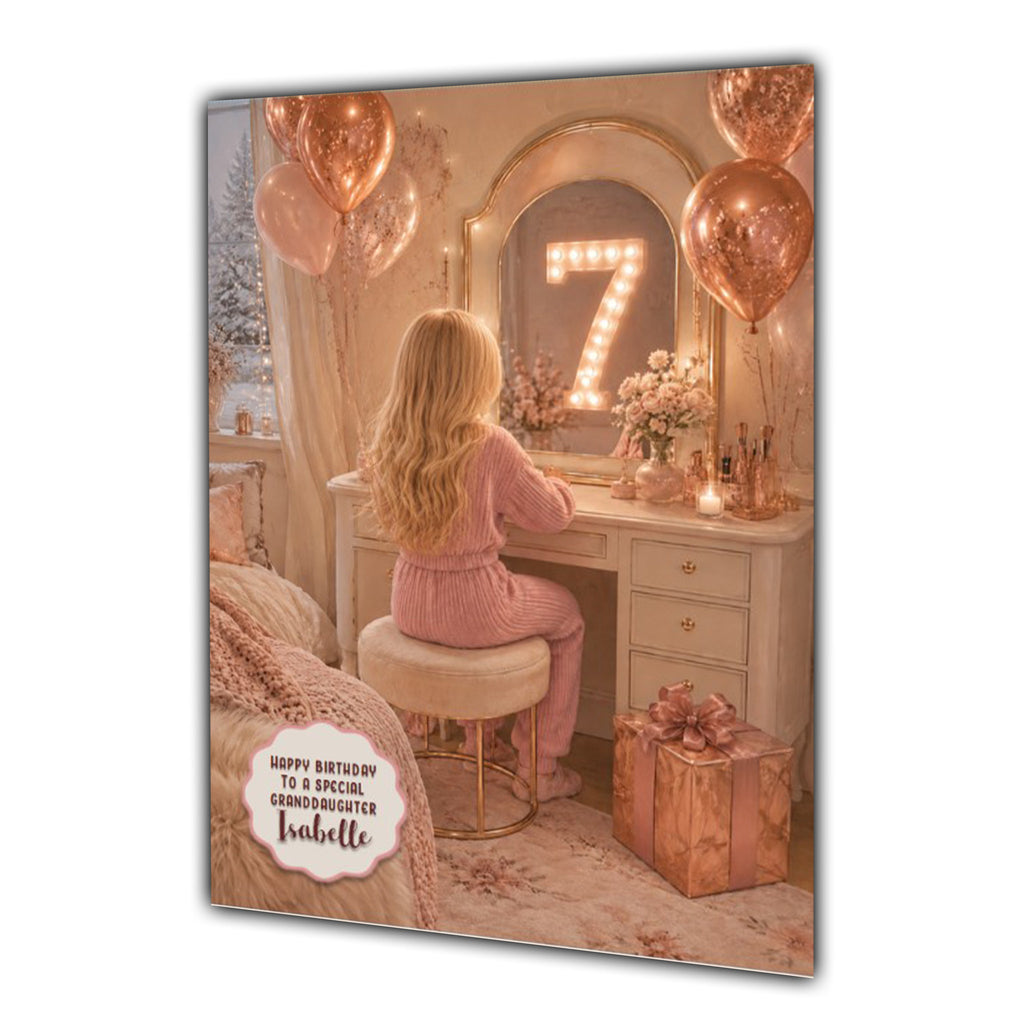 7th Birthday Card Chic Granddaughter Daughter Niece Personalised A5 Size