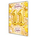Happy 11th Birthday Sister Foil Number Balloons Card A5