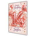 Happy 14th Birthday Sister Foil Number Balloons Card A5