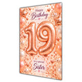 Happy 19th Birthday Sister Foil Number Balloons Card A5