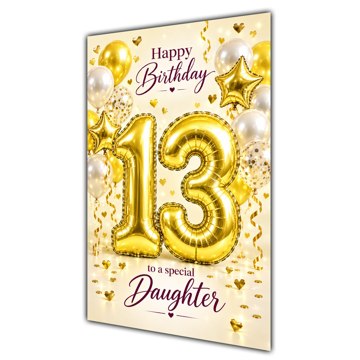 Happy 13th Birthday Daughter Foil Number Balloons Card A5