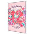 Happy 12th Birthday Special Girl Rainbow Sweets Lollipops Card A5