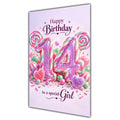 Happy 14th Birthday Special Girl Rainbow Sweets Lollipops Card A5