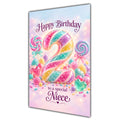 Happy 2nd Birthday Niece Rainbow Sweets Lollipops Card A5