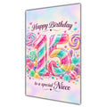 Happy 15th Birthday Niece Rainbow Sweets Lollipops Card A5