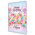 Happy 20th Birthday Niece Rainbow Sweets Lollipops Card A5