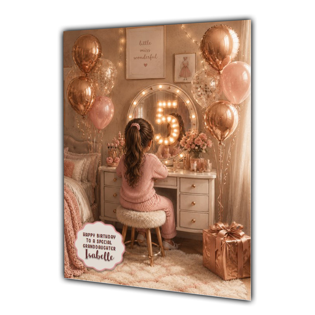5th Birthday Card Chic Granddaughter Daughter Niece Personalised A5 Size