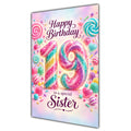 Happy 19th Birthday Sister Rainbow Sweets Lollipops Card A5