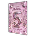 Happy 5th Birthday Special Girl Pink Disco Ball Number Card A5