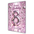 Happy 8th Birthday Special Girl Pink Disco Ball Number Card A5