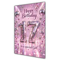 Happy 17th Birthday Special Girl Pink Disco Ball Number Card A5