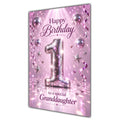 Happy 1st Birthday Granddaughter Pink Disco Ball Number Card A5