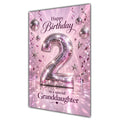 Happy 2nd Birthday Granddaughter Pink Disco Ball Number Card A5