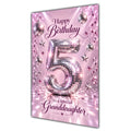 Happy 5th Birthday Granddaughter Pink Disco Ball Number Card A5
