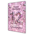 Happy 12th Birthday Granddaughter Pink Disco Ball Number Card A5