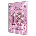 Happy 18th Birthday Granddaughter Pink Disco Ball Number Card A5