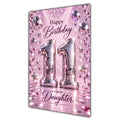 Happy 11th Birthday Daughter Pink Disco Ball Number Card A5