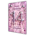 Happy 14th Birthday Daughter Pink Disco Ball Number Card A5