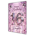 Happy 16th Birthday Daughter Pink Disco Ball Number Card A5