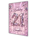 Happy 21st Birthday Daughter Pink Disco Ball Number Card A5