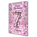 Happy 7th Birthday Niece Pink Disco Ball Number Card A5