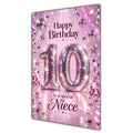 Happy 10th Birthday Niece Pink Disco Ball Number Card A5
