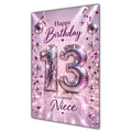 Happy 13th Birthday Niece Pink Disco Ball Number Card A5