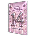 Happy 14th Birthday Niece Pink Disco Ball Number Card A5