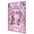 Happy 17th Birthday Niece Pink Disco Ball Number Card A5