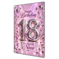 Happy 18th Birthday Niece Pink Disco Ball Number Card A5