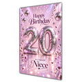 Happy 20th Birthday Niece Pink Disco Ball Number Card A5