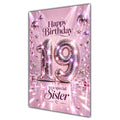 Happy 19th Birthday Sister Pink Disco Ball Number Card A5