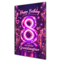 Happy 8th Birthday Granddaughter Purple Neon Number Card A5