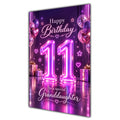 Happy 11th Birthday Granddaughter Purple Neon Number Card A5
