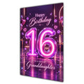Happy 16th Birthday Granddaughter Purple Neon Number Card A5