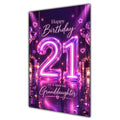 Happy 21st Birthday Granddaughter Purple Neon Number Card A5