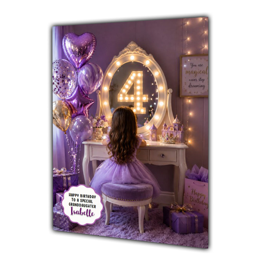 4th Birthday Card Granddaughter Daughter Niece Sister Personalised A5 Size
