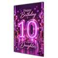 Happy 10th Birthday Daughter Purple Neon Number Card A5