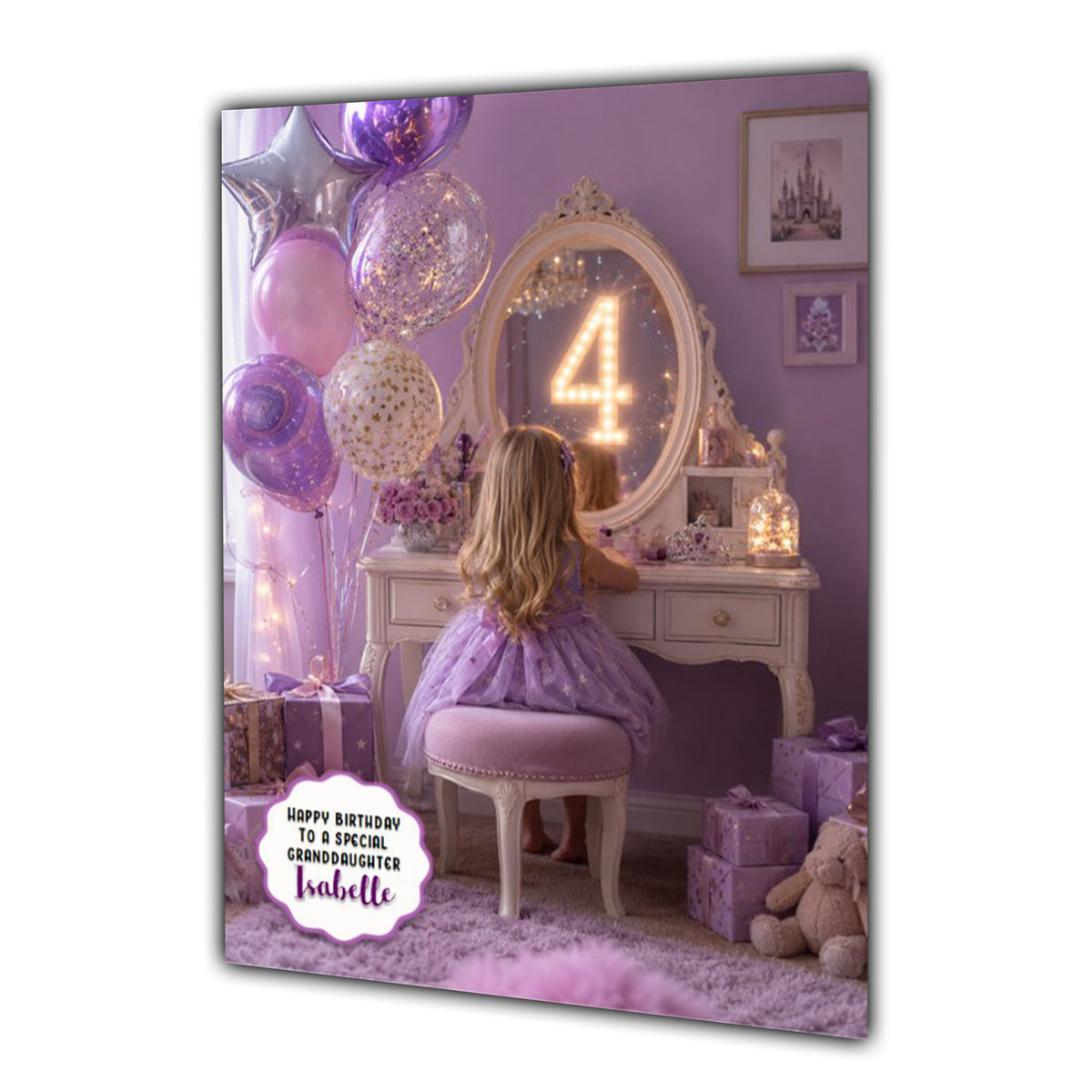 4th Birthday Card Granddaughter Daughter Niece Sister Personalised A5 Size