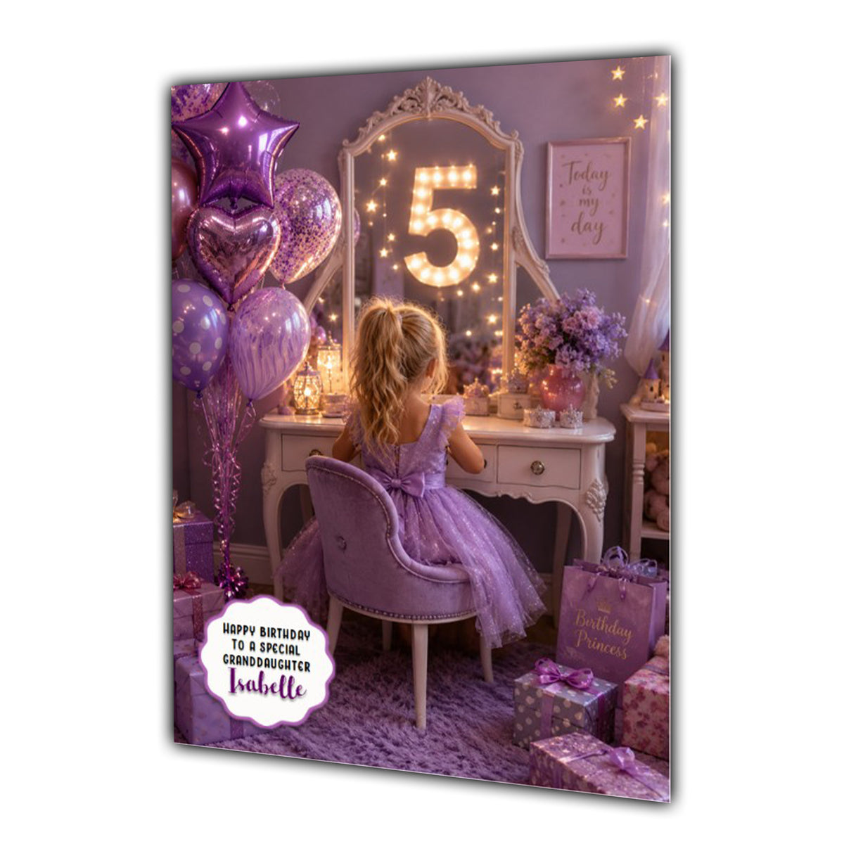 5th Birthday Card Granddaughter Daughter Niece Sister Personalised A5 Size