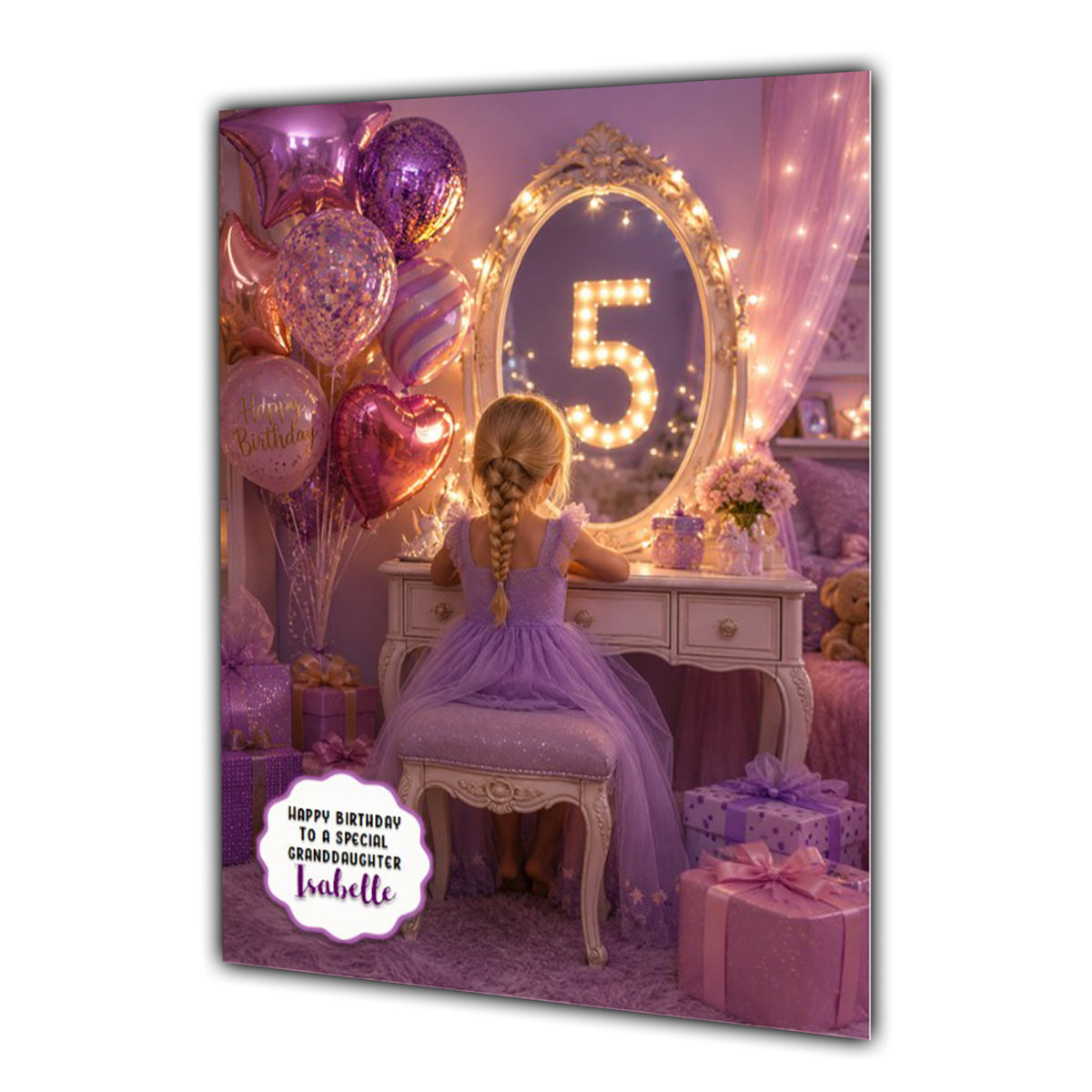 5th Birthday Card Granddaughter Daughter Niece Sister Personalised A5 Size
