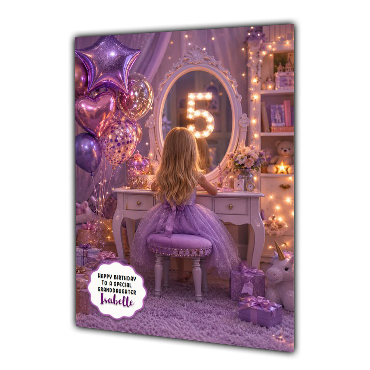 5th Birthday Card Granddaughter Daughter Niece Sister Personalised A5 Size