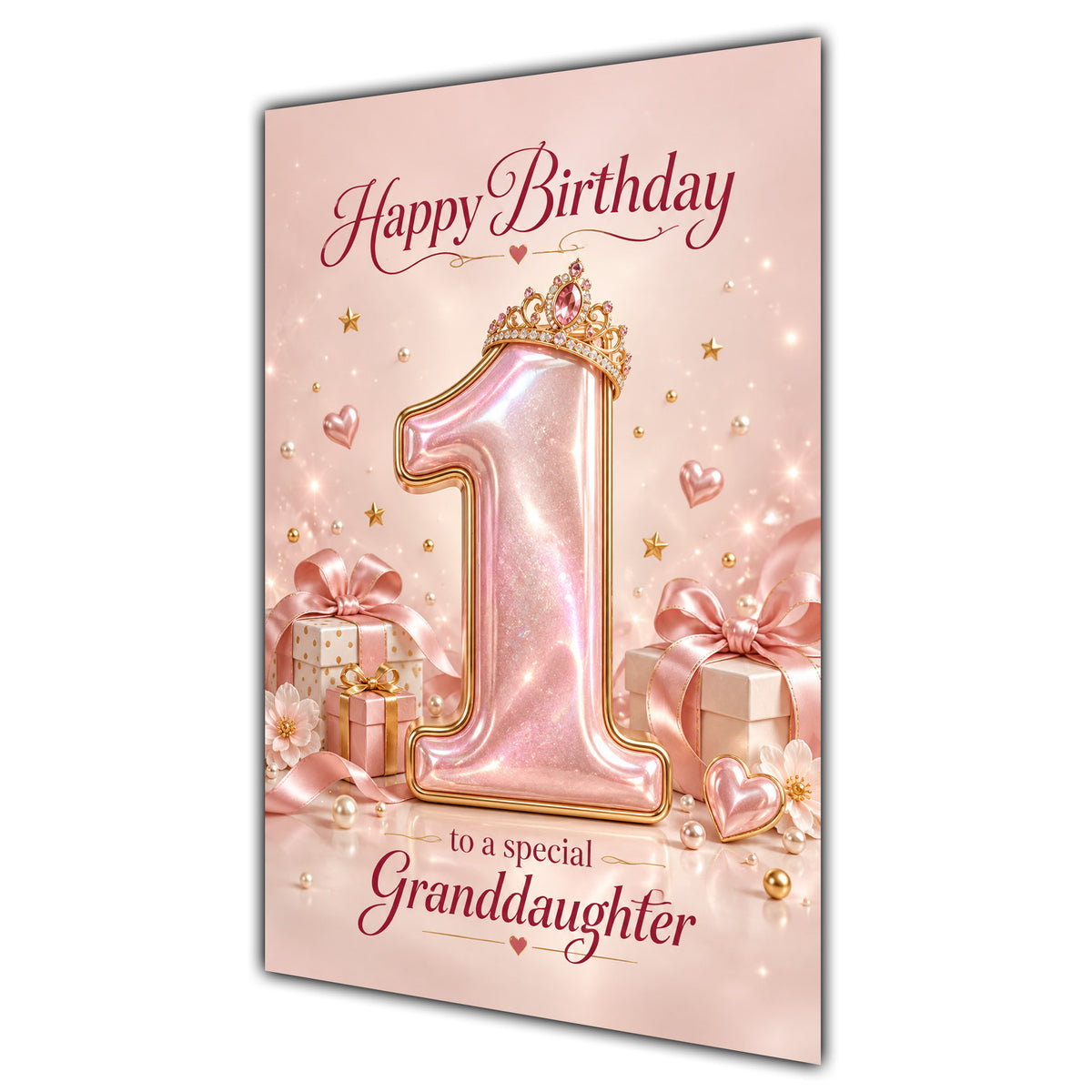 Happy 1st Birthday Granddaughter Rose Gold Crown Gifts Card A5