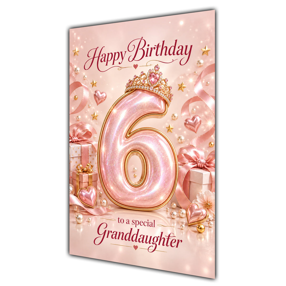 Happy 6th Birthday Granddaughter Rose Gold Crown Gifts Card A5
