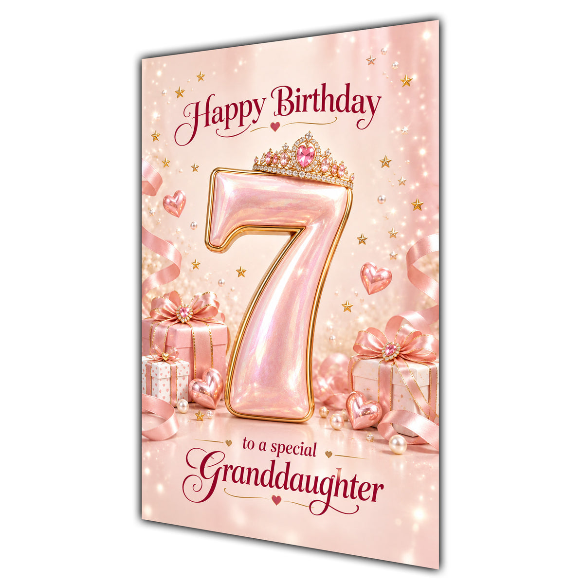 Happy 7th Birthday Granddaughter Rose Gold Crown Gifts Card A5