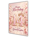Happy 14th Birthday Granddaughter Rose Gold Crown Gifts Card A5